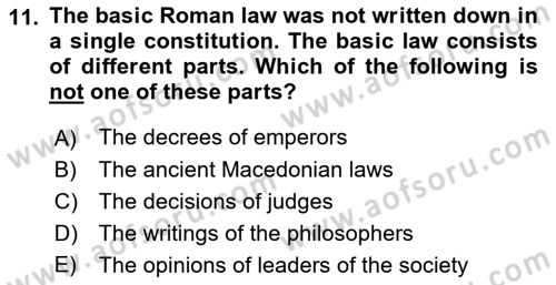 Introduction to World Civilization Dersi 2021 - 2022 Yılı (Final) Dönem Sonu Sınav Soruları 11. Soru