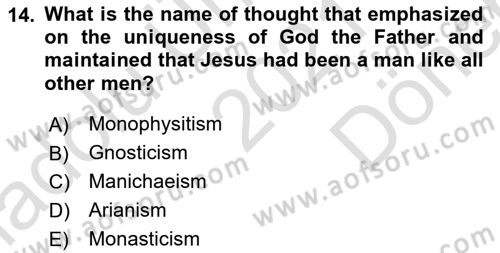 Introduction to World Civilization Dersi 2021 - 2022 Yılı (Final) Dönem Sonu Sınav Soruları 14. Soru