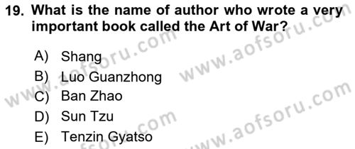 Introduction to World Civilization Dersi 2021 - 2022 Yılı (Final) Dönem Sonu Sınav Soruları 19. Soru