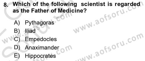 Introduction to World Civilization Dersi 2021 - 2022 Yılı (Final) Dönem Sonu Sınav Soruları 8. Soru