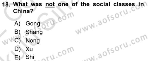 Introduction to World Civilization Dersi 2021 - 2022 Yılı Yaz Okulu Sınav Soruları 18. Soru