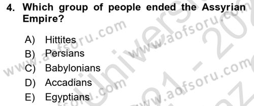 Introduction to World Civilization Dersi 2021 - 2022 Yılı Yaz Okulu Sınav Soruları 4. Soru