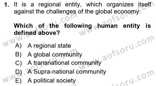 Introduction to World Civilization Dersi Ara Sınavı Deneme Sınav Soruları 1. Soru