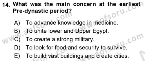 Introduction to World Civilization Dersi Ara Sınavı Deneme Sınav Soruları 14. Soru