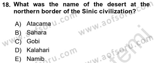 Introduction to World Civilization Dersi 2022 - 2023 Yılı (Final) Dönem Sonu Sınav Soruları 18. Soru
