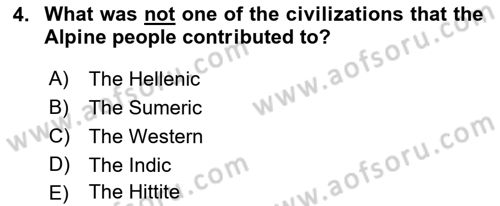 Introduction to World Civilization Dersi 2022 - 2023 Yılı (Final) Dönem Sonu Sınav Soruları 4. Soru