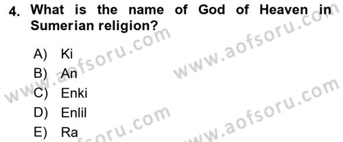 Introduction to World Civilization Dersi 2022 - 2023 Yılı Yaz Okulu Sınav Soruları 4. Soru