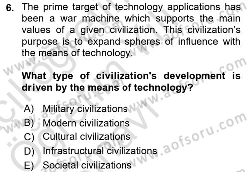 Introduction to World Civilization Dersi 2022 - 2023 Yılı Yaz Okulu Sınav Soruları 6. Soru