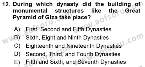 Introduction to World Civilization Dersi Ara Sınavı Deneme Sınav Soruları 12. Soru