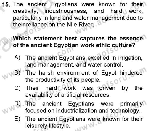 Introduction to World Civilization Dersi Ara Sınavı Deneme Sınav Soruları 15. Soru