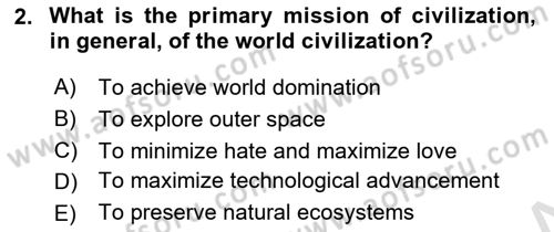 Introduction to World Civilization Dersi Ara Sınavı Deneme Sınav Soruları 2. Soru