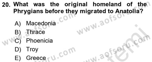 Introduction to World Civilization Dersi Ara Sınavı Deneme Sınav Soruları 20. Soru