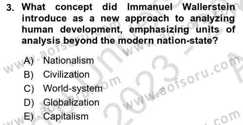 Introduction to World Civilization Dersi Ara Sınavı Deneme Sınav Soruları 3. Soru
