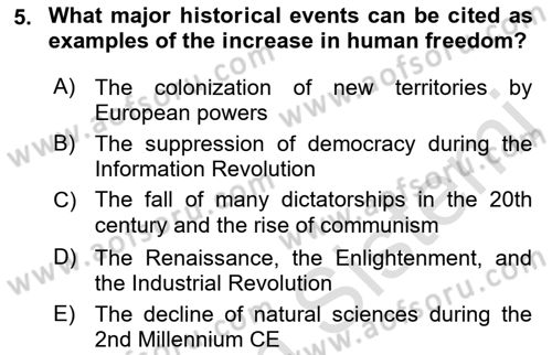 Introduction to World Civilization Dersi Ara Sınavı Deneme Sınav Soruları 5. Soru