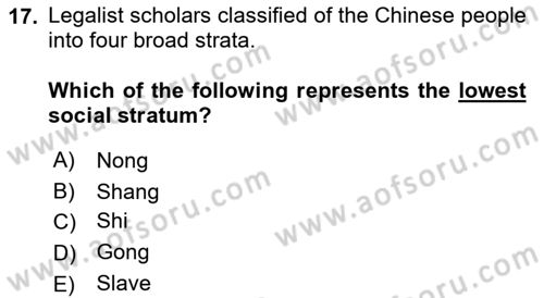 Introduction to World Civilization Dersi 2023 - 2024 Yılı (Final) Dönem Sonu Sınav Soruları 17. Soru