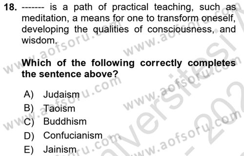 Introduction to World Civilization Dersi 2023 - 2024 Yılı (Final) Dönem Sonu Sınav Soruları 18. Soru