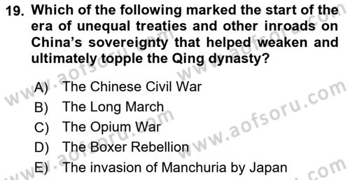 Introduction to World Civilization Dersi 2023 - 2024 Yılı (Final) Dönem Sonu Sınav Soruları 19. Soru