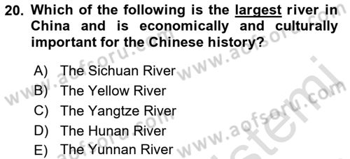 Introduction to World Civilization Dersi 2023 - 2024 Yılı (Final) Dönem Sonu Sınav Soruları 20. Soru