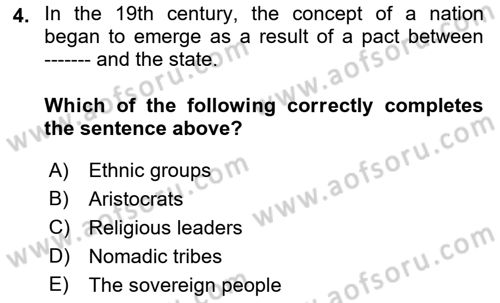 Introduction to World Civilization Dersi 2023 - 2024 Yılı (Final) Dönem Sonu Sınav Soruları 4. Soru