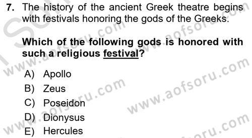 Introduction to World Civilization Dersi 2023 - 2024 Yılı (Final) Dönem Sonu Sınav Soruları 7. Soru