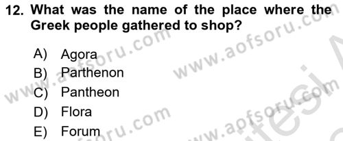 Introduction to World Civilization Dersi 2023 - 2024 Yılı Yaz Okulu Sınav Soruları 12. Soru