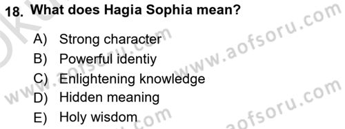 Introduction to World Civilization Dersi 2023 - 2024 Yılı Yaz Okulu Sınav Soruları 18. Soru