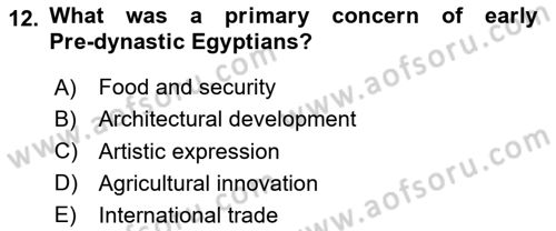 Introduction to World Civilization Dersi Ara Sınavı Deneme Sınav Soruları 12. Soru