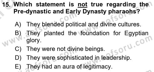 Introduction to World Civilization Dersi 2024 - 2025 Yılı (Vize) Ara Sınav Soruları 15. Soru