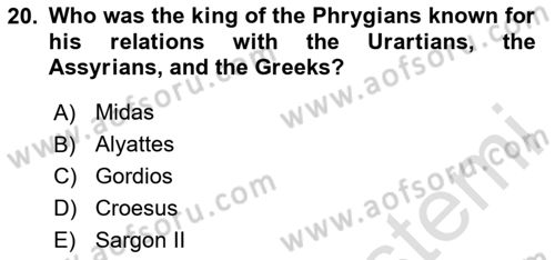 Introduction to World Civilization Dersi Ara Sınavı Deneme Sınav Soruları 20. Soru