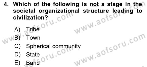 Introduction to World Civilization Dersi 2024 - 2025 Yılı (Vize) Ara Sınav Soruları 4. Soru