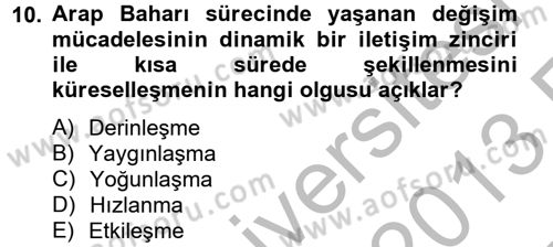 Uluslararası İlişkilere Giriş Dersi 2012 - 2013 Yılı (Vize) Ara Sınav Soruları 10. Soru