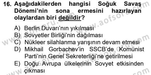 Uluslararası İlişkilere Giriş Dersi 2012 - 2013 Yılı (Vize) Ara Sınav Soruları 16. Soru