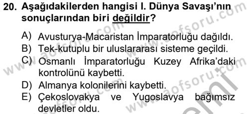 Uluslararası İlişkilere Giriş Dersi 2012 - 2013 Yılı (Vize) Ara Sınav Soruları 20. Soru