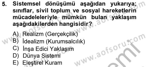 Uluslararası İlişkilere Giriş Dersi 2012 - 2013 Yılı (Vize) Ara Sınav Soruları 5. Soru