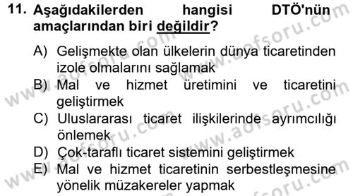 Uluslararası İlişkilere Giriş Dersi 2012 - 2013 Yılı (Final) Dönem Sonu Sınav Soruları 11. Soru