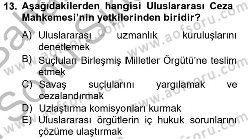Uluslararası İlişkilere Giriş Dersi 2012 - 2013 Yılı (Final) Dönem Sonu Sınav Soruları 13. Soru