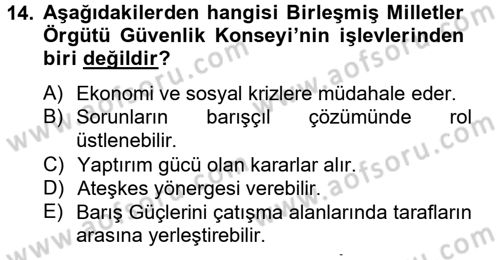 Uluslararası İlişkilere Giriş Dersi 2012 - 2013 Yılı (Final) Dönem Sonu Sınav Soruları 14. Soru