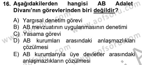 Uluslararası İlişkilere Giriş Dersi 2012 - 2013 Yılı (Final) Dönem Sonu Sınav Soruları 16. Soru