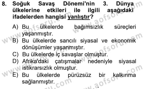 Uluslararası İlişkilere Giriş Dersi 2012 - 2013 Yılı (Final) Dönem Sonu Sınav Soruları 8. Soru
