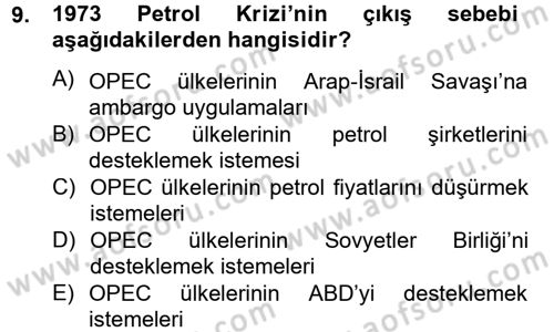 Uluslararası İlişkilere Giriş Dersi 2012 - 2013 Yılı (Final) Dönem Sonu Sınav Soruları 9. Soru