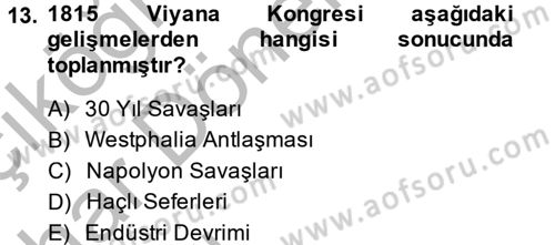Uluslararası İlişkilere Giriş Dersi 2013 - 2014 Yılı (Vize) Ara Sınav Soruları 13. Soru