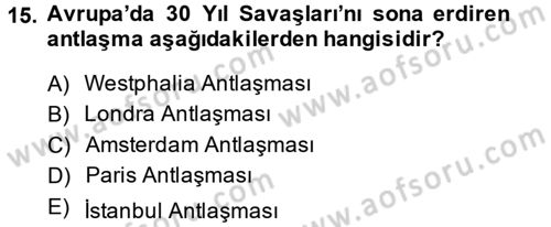 Uluslararası İlişkilere Giriş Dersi 2013 - 2014 Yılı (Vize) Ara Sınav Soruları 15. Soru