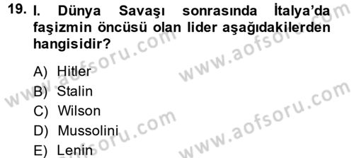 Uluslararası İlişkilere Giriş Dersi 2013 - 2014 Yılı (Vize) Ara Sınav Soruları 19. Soru