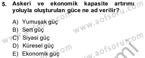 Uluslararası İlişkilere Giriş Dersi 2013 - 2014 Yılı (Vize) Ara Sınav Soruları 5. Soru