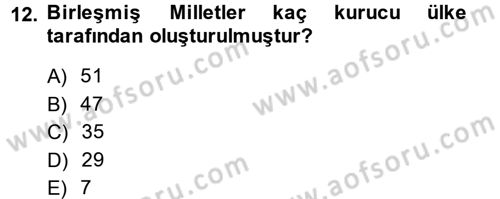 Uluslararası İlişkilere Giriş Dersi 2013 - 2014 Yılı (Final) Dönem Sonu Sınav Soruları 12. Soru