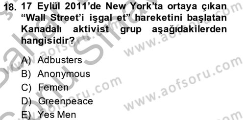 Uluslararası İlişkilere Giriş Dersi 2013 - 2014 Yılı (Final) Dönem Sonu Sınav Soruları 18. Soru