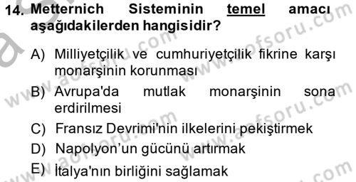 Uluslararası İlişkilere Giriş Dersi 2014 - 2015 Yılı (Vize) Ara Sınav Soruları 14. Soru