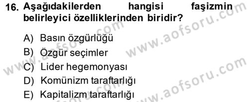 Uluslararası İlişkilere Giriş Dersi 2014 - 2015 Yılı (Vize) Ara Sınav Soruları 16. Soru