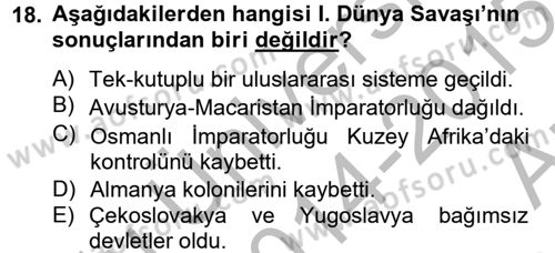 Uluslararası İlişkilere Giriş Dersi 2014 - 2015 Yılı (Vize) Ara Sınav Soruları 18. Soru