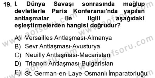 Uluslararası İlişkilere Giriş Dersi 2014 - 2015 Yılı (Vize) Ara Sınav Soruları 19. Soru
